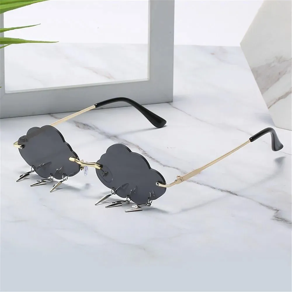 Funny Clouds Lightning Sunglasses Rimless Sunglasses Party Disco Colorful Glasses 90s Sun Glasses Shades