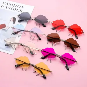 Funny Clouds Lightning Sunglasses Rimless Sunglasses Party Disco Colorful Glasses 90s Sun Glasses Shades