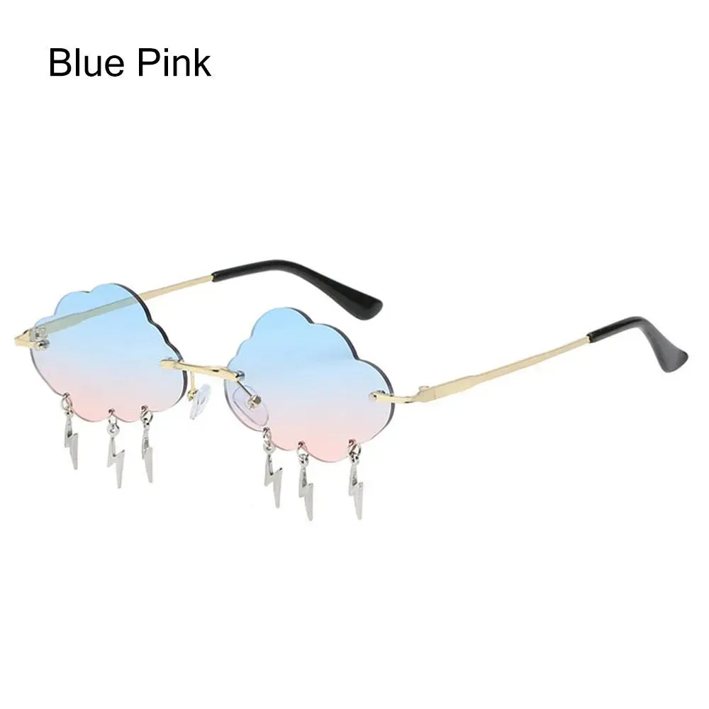 Funny Clouds Lightning Sunglasses Rimless Sunglasses Party Disco Colorful Glasses 90s Sun Glasses Shades