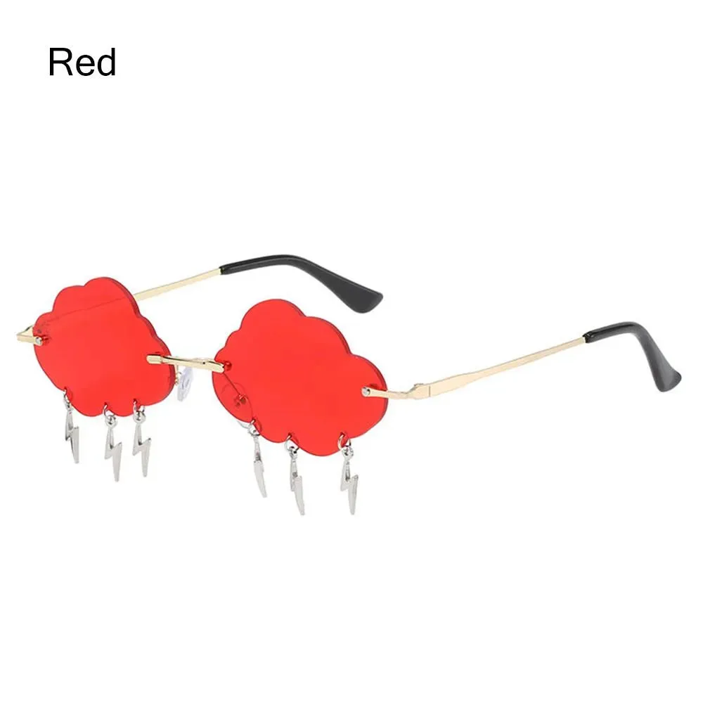 Funny Clouds Lightning Sunglasses Rimless Sunglasses Party Disco Colorful Glasses 90s Sun Glasses Shades