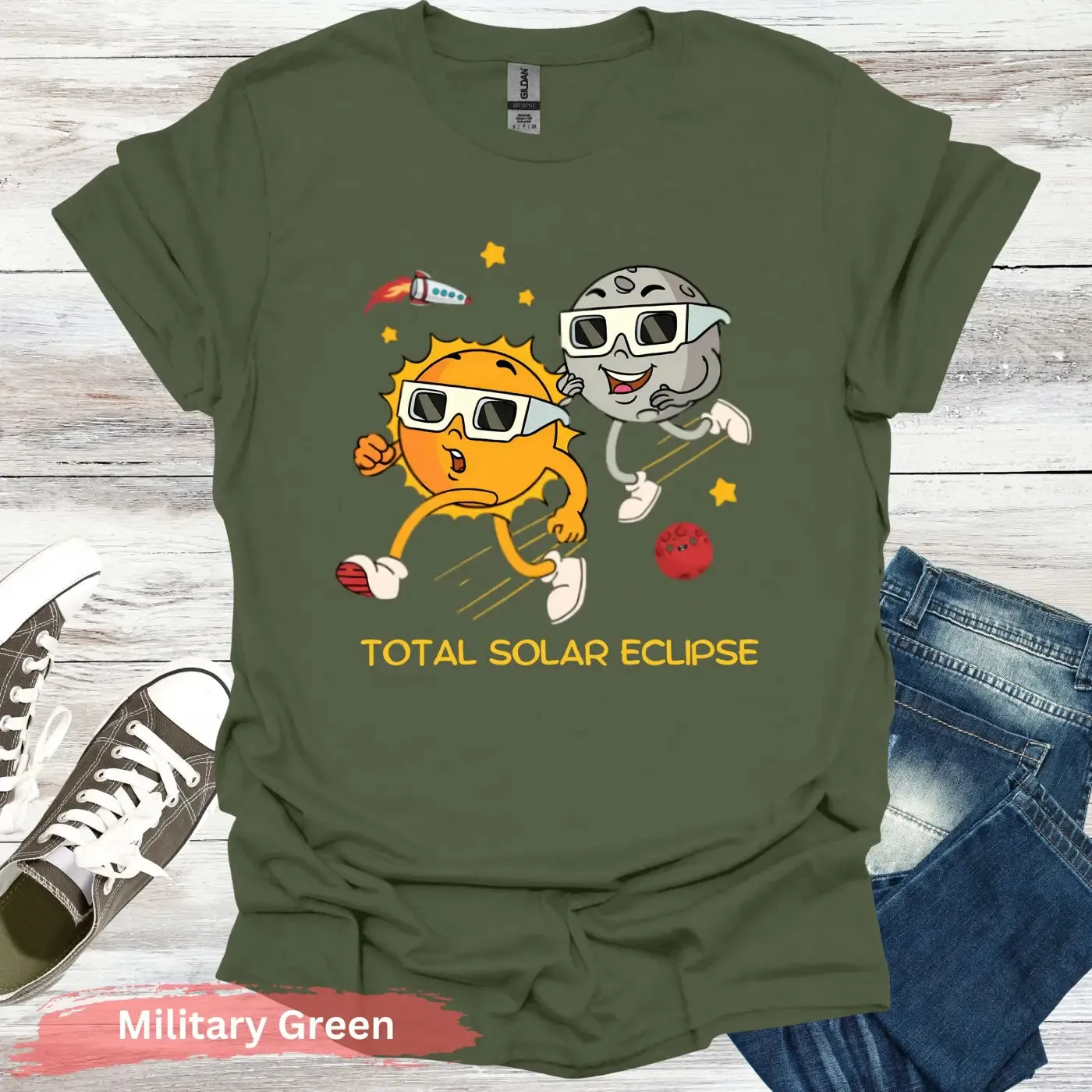 Funny Solar Eclipse Cartoon T-shirt