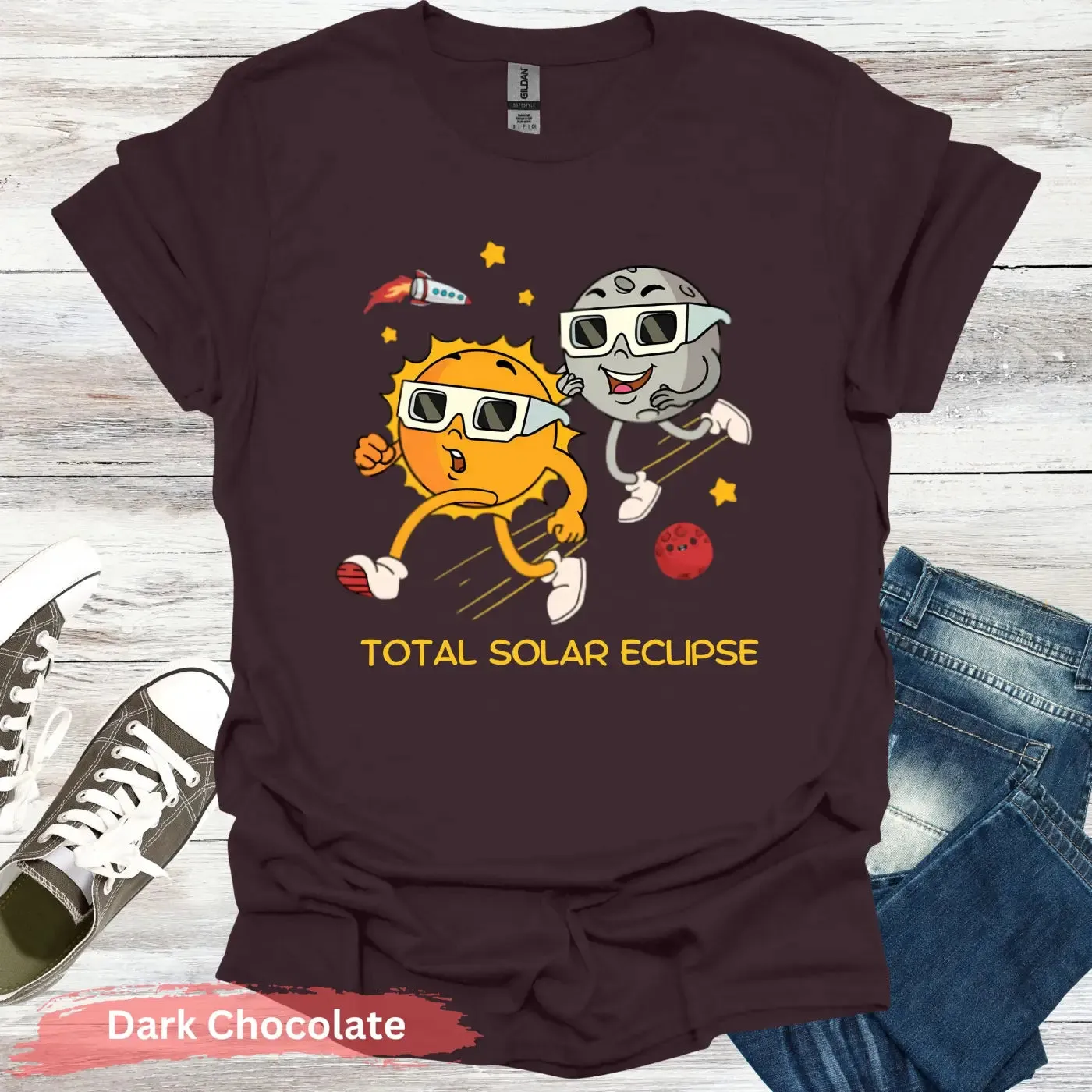 Funny Solar Eclipse Cartoon T-shirt
