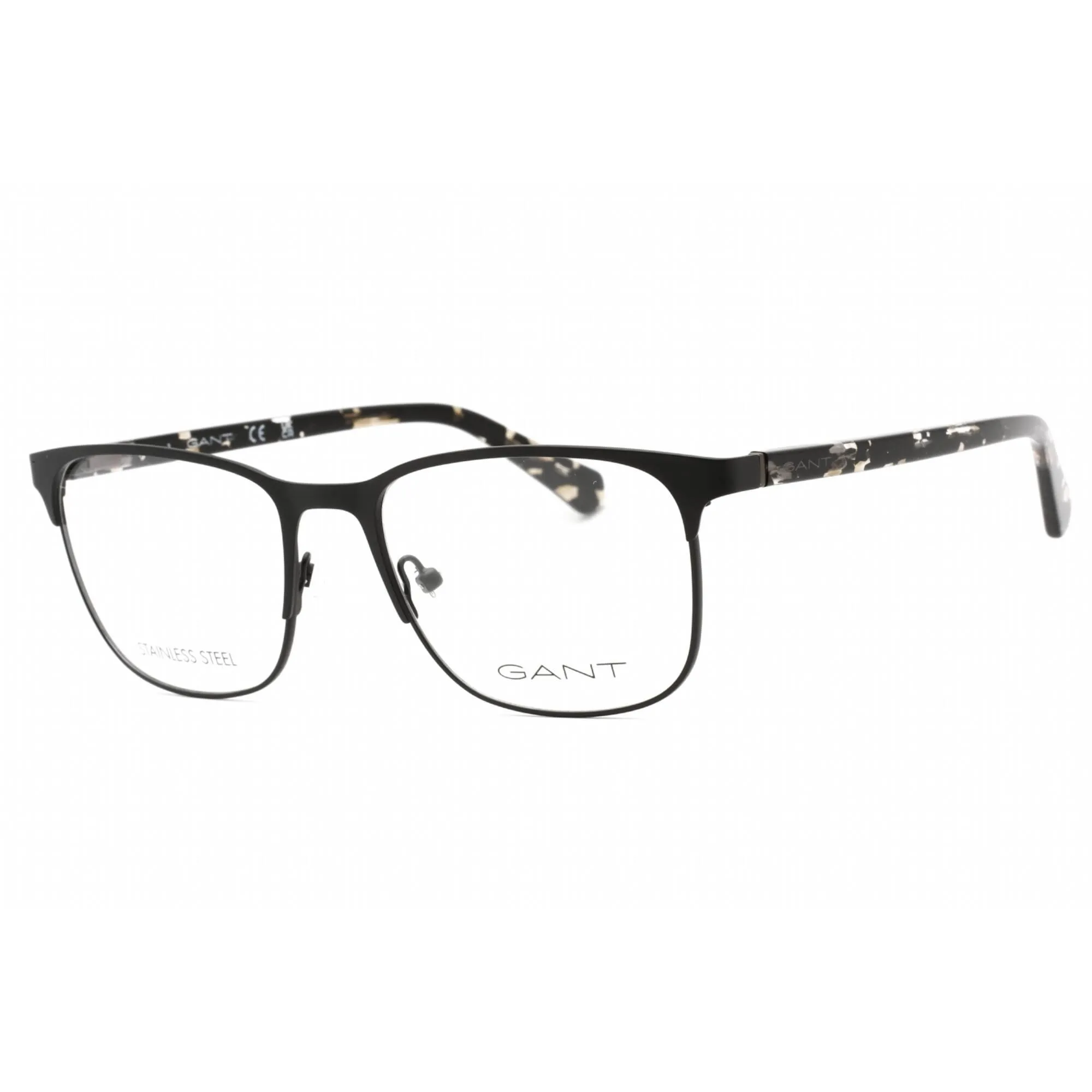Gant Men's Eyeglasses - Matte Black Metal Full Rim Rectangular Frame | GA3249 002