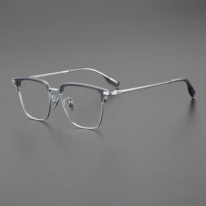 Gatenac Men's Full Rim Big Square Titanium Eyeglasses Gxyj1079