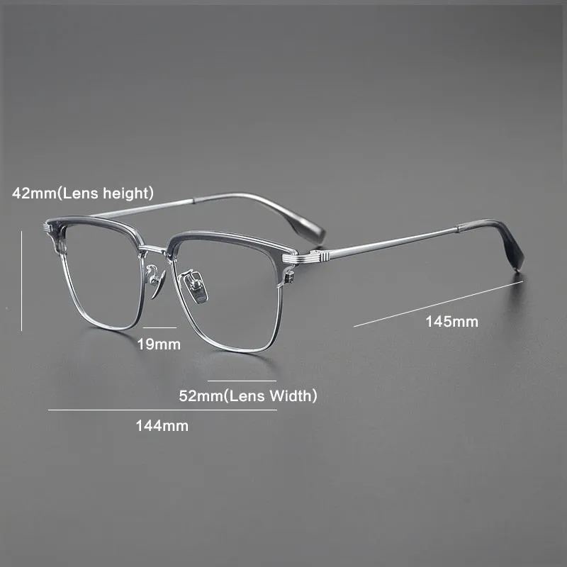 Gatenac Men's Full Rim Big Square Titanium Eyeglasses Gxyj1079