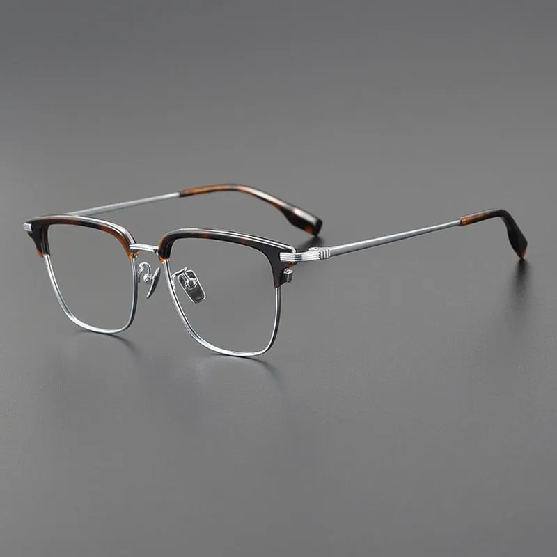 Gatenac Men's Full Rim Big Square Titanium Eyeglasses Gxyj1079