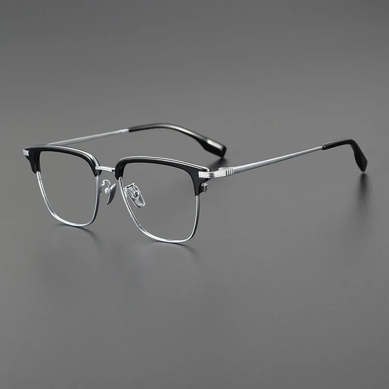 Gatenac Men's Full Rim Big Square Titanium Eyeglasses Gxyj1079