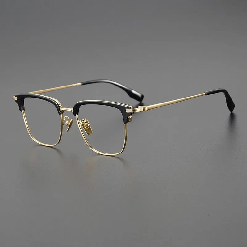 Gatenac Men's Full Rim Big Square Titanium Eyeglasses Gxyj1079