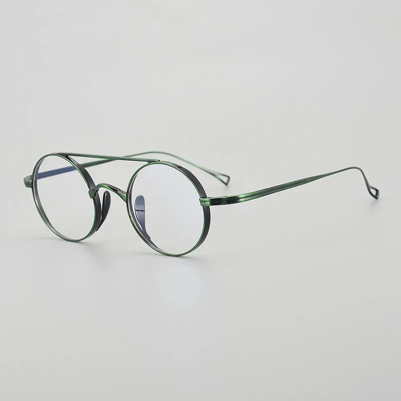 Gatenac Unisex Full Rim Double Bridge Titanium Eyeglasses Gxyj1473
