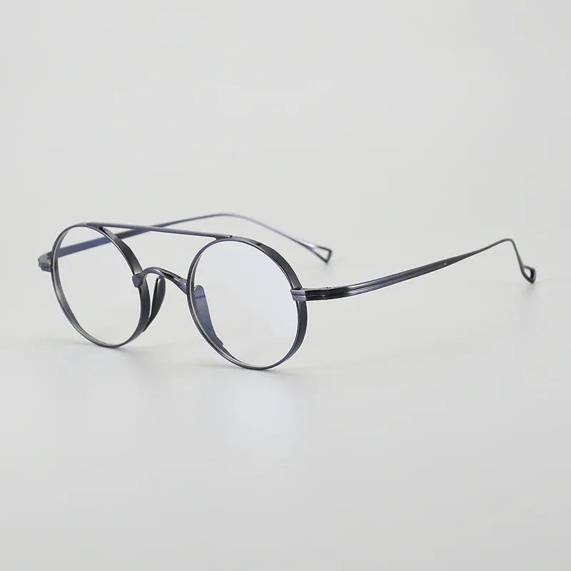Gatenac Unisex Full Rim Double Bridge Titanium Eyeglasses Gxyj1473