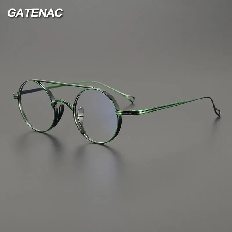 Gatenac Unisex Full Rim Double Bridge Titanium Eyeglasses Gxyj1473