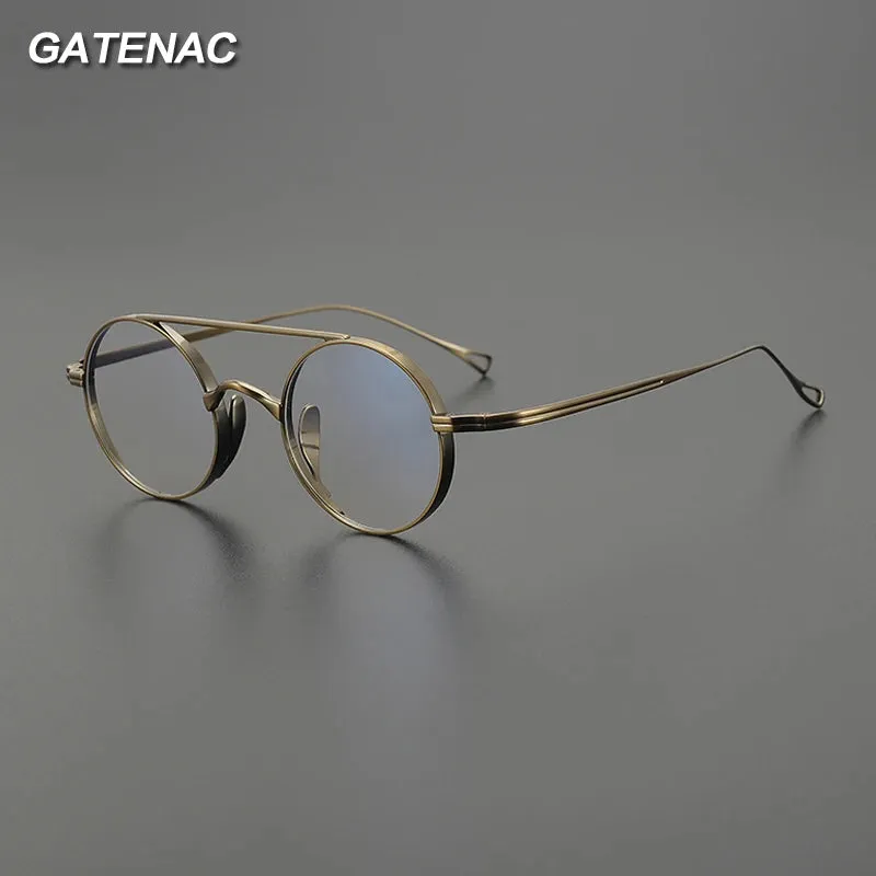 Gatenac Unisex Full Rim Double Bridge Titanium Eyeglasses Gxyj1473