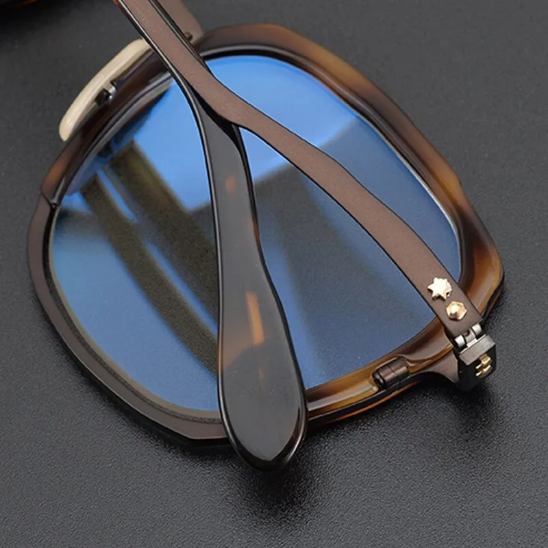 Gatenac Unisex Full Rim Irregular Square Titanium Acetate Eyeglasses Gxyj868