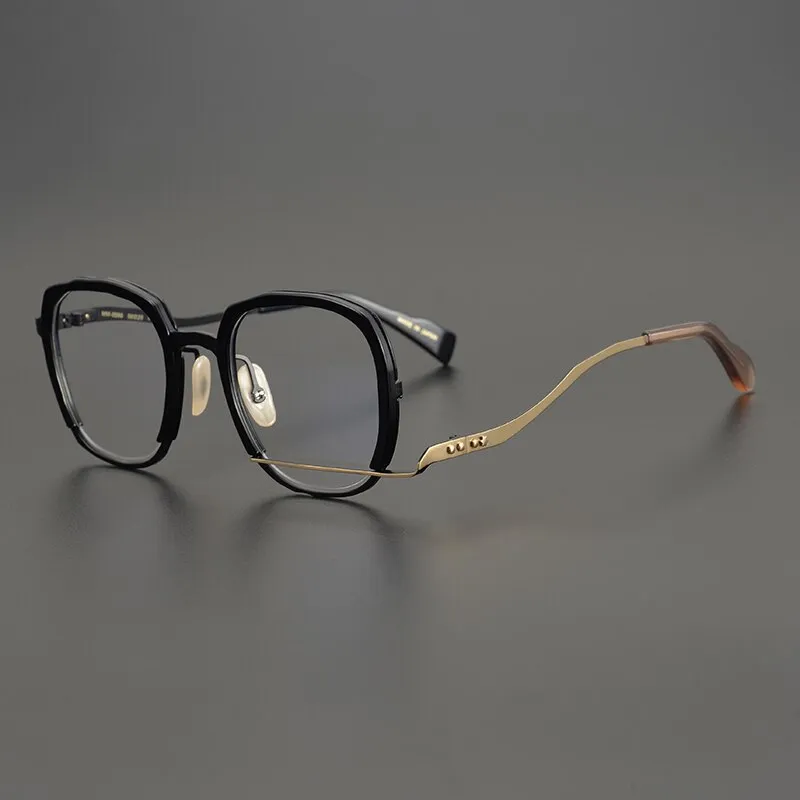 Gatenac Unisex Full Rim Irregular Square Titanium Acetate Eyeglasses Gxyj868