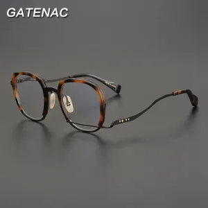 Gatenac Unisex Full Rim Irregular Square Titanium Acetate Eyeglasses Gxyj868