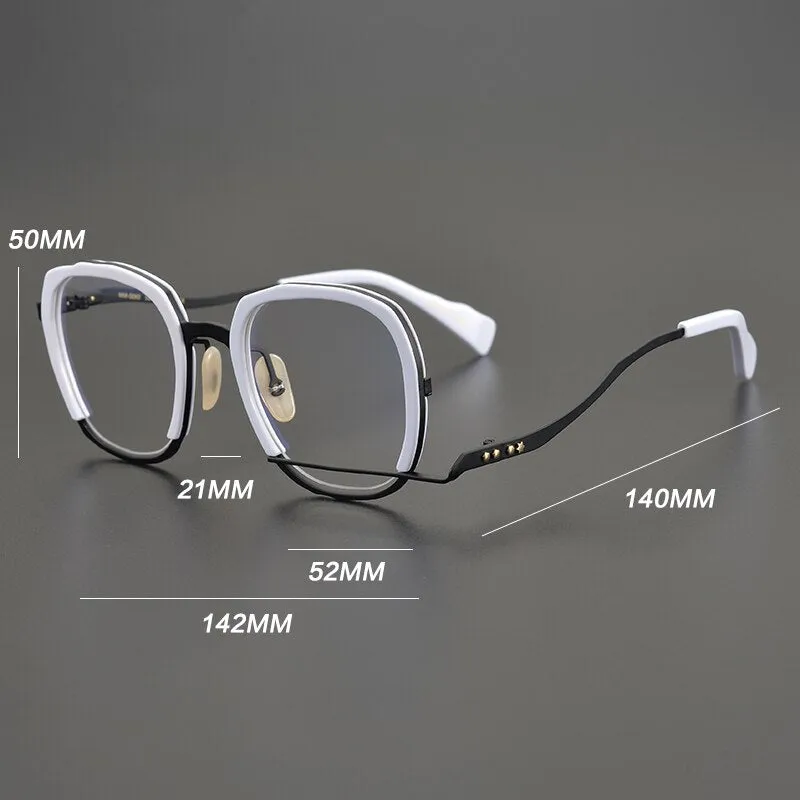 Gatenac Unisex Full Rim Irregular Square Titanium Acetate Eyeglasses Gxyj868