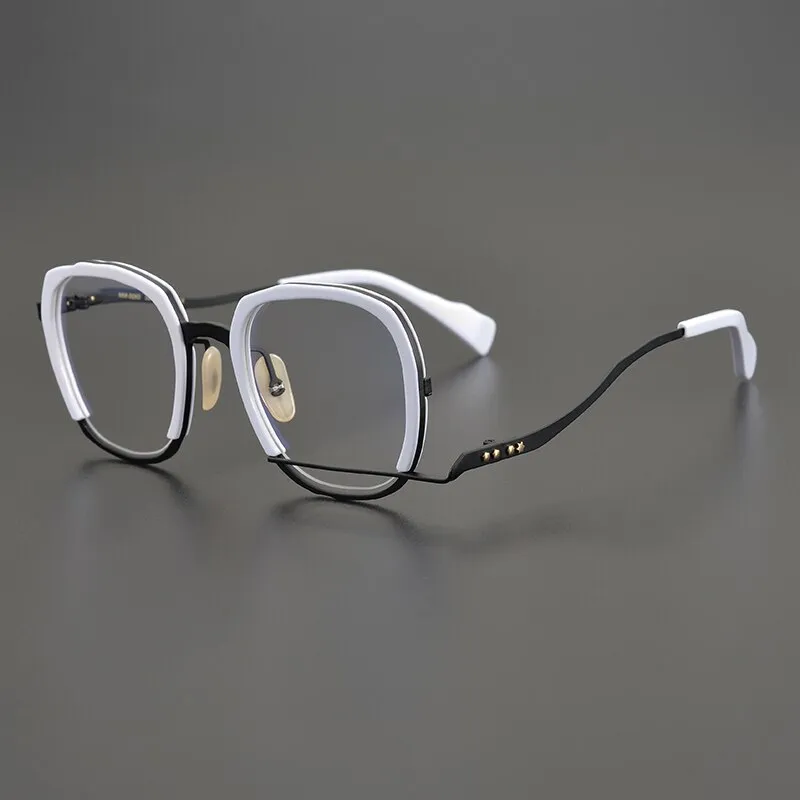 Gatenac Unisex Full Rim Irregular Square Titanium Acetate Eyeglasses Gxyj868