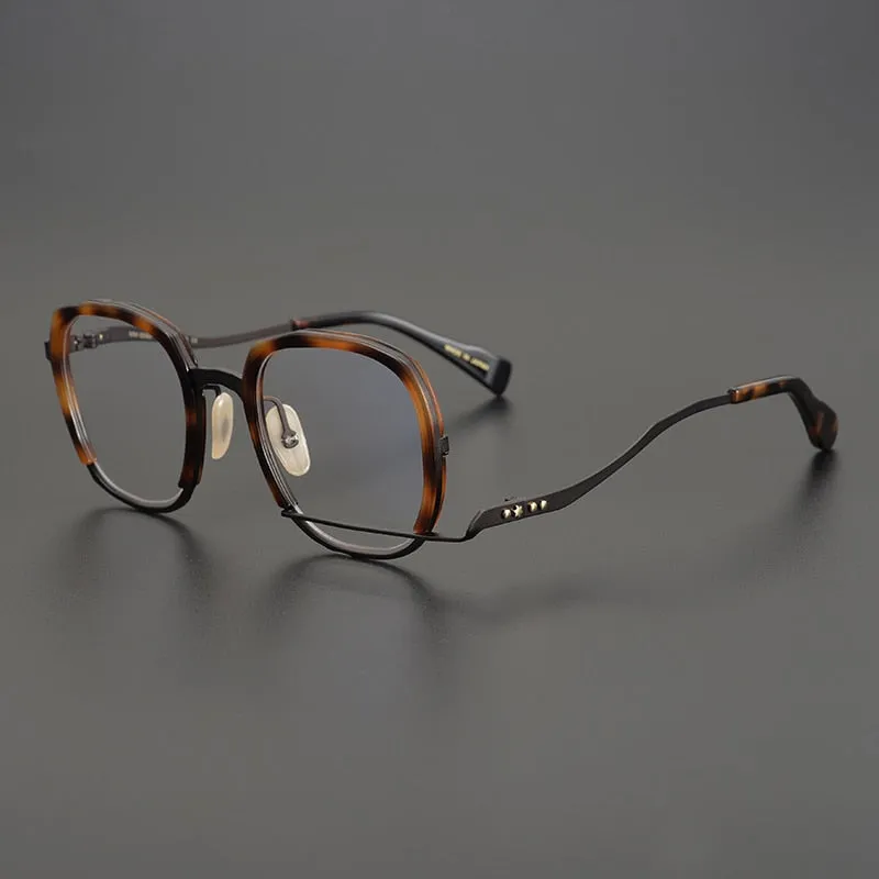 Gatenac Unisex Full Rim Irregular Square Titanium Acetate Eyeglasses Gxyj868
