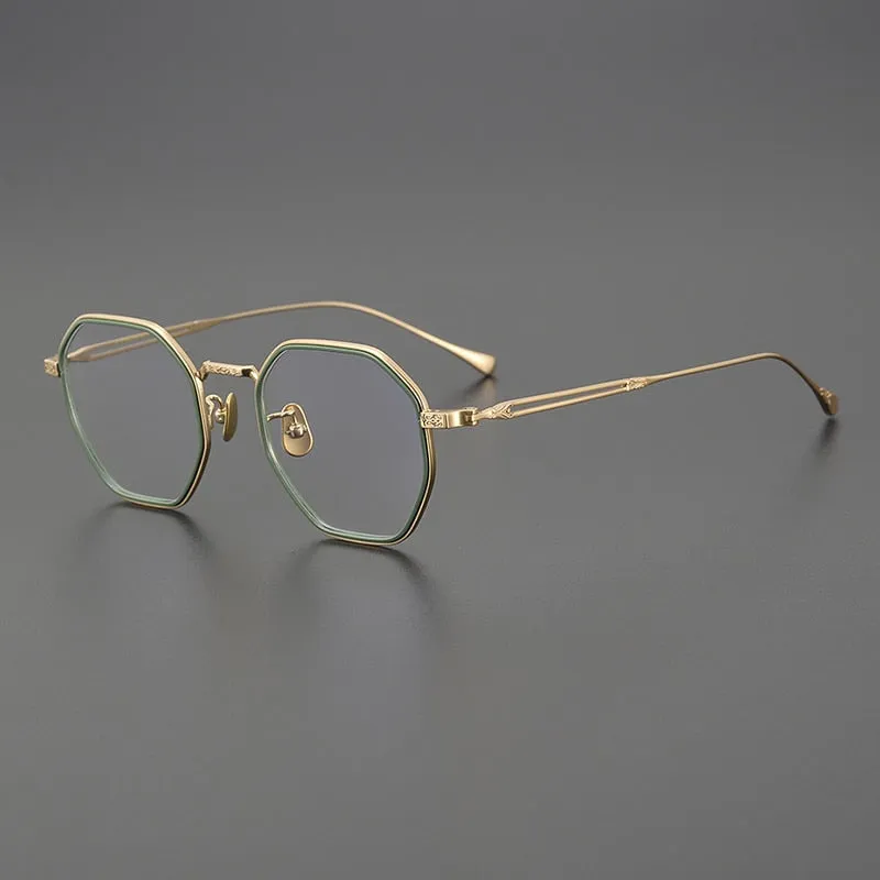 Gatenac Unisex Full Rim Polygon Titanium Eyeglasses Gxyj1124