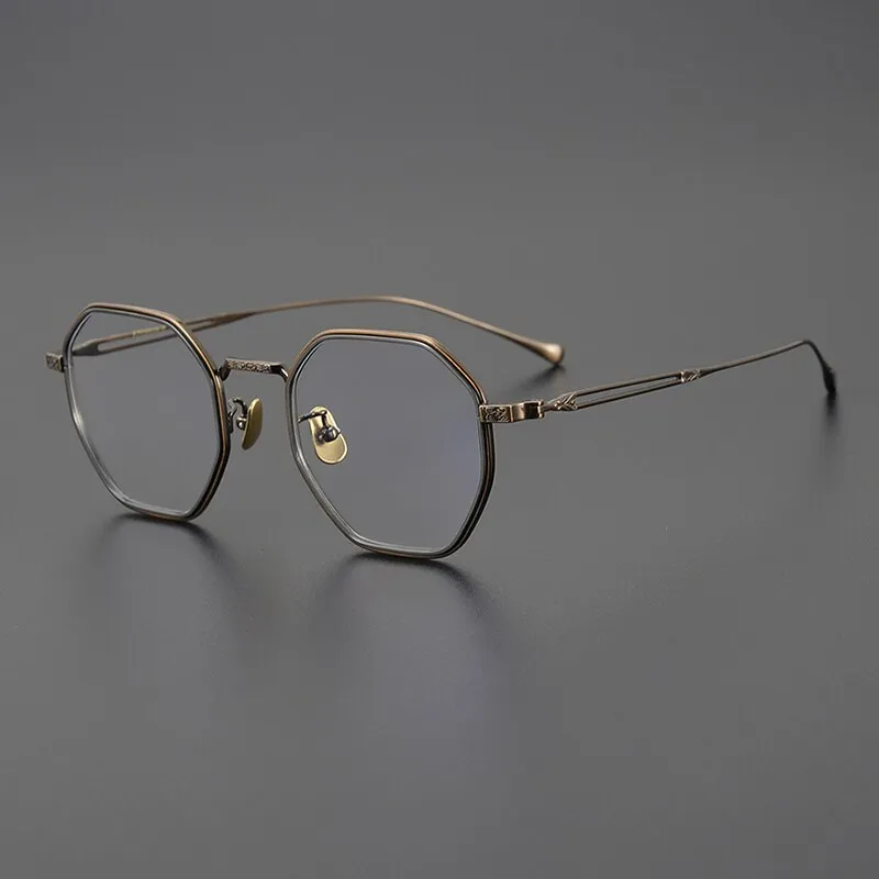 Gatenac Unisex Full Rim Polygon Titanium Eyeglasses Gxyj1124