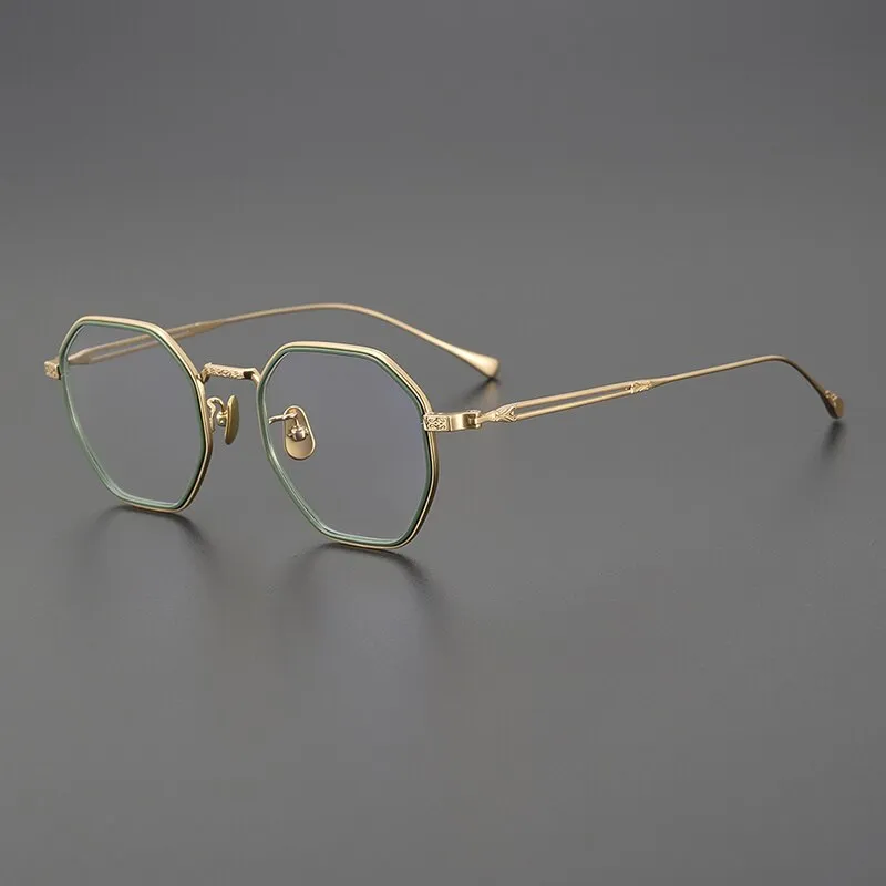 Gatenac Unisex Full Rim Polygon Titanium Eyeglasses Gxyj1124