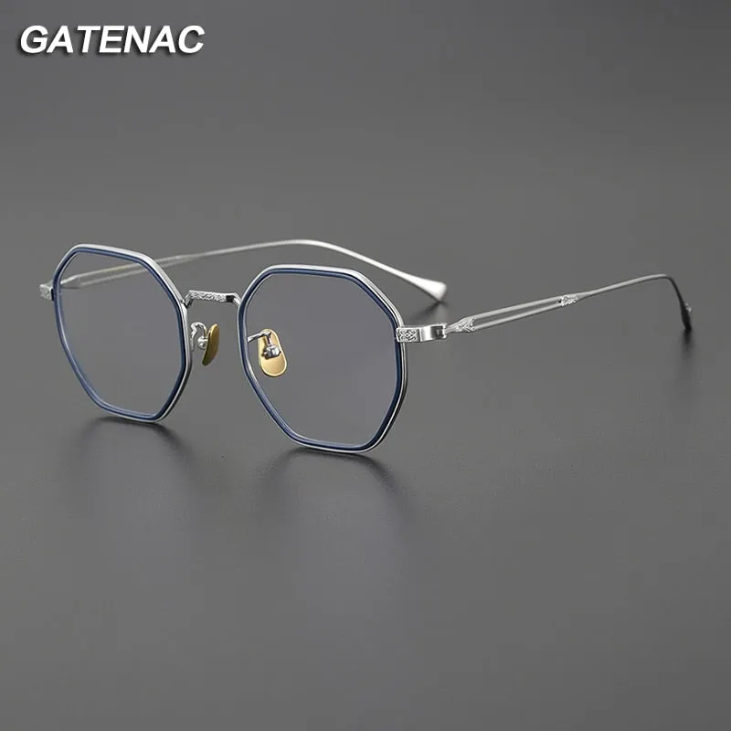Gatenac Unisex Full Rim Polygon Titanium Eyeglasses Gxyj1124