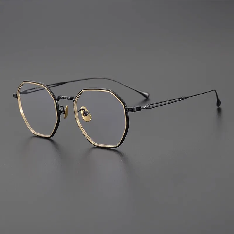 Gatenac Unisex Full Rim Polygon Titanium Eyeglasses Gxyj1124
