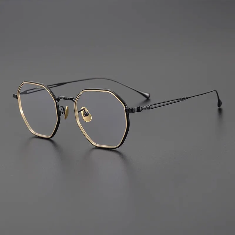Gatenac Unisex Full Rim Polygon Titanium Eyeglasses Gxyj1124