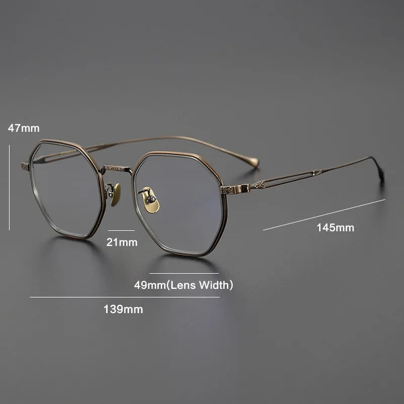 Gatenac Unisex Full Rim Polygon Titanium Eyeglasses Gxyj1124