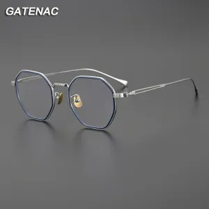 Gatenac Unisex Full Rim Polygon Titanium Eyeglasses Gxyj1124