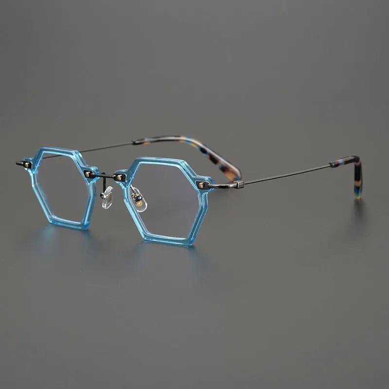 Gatenac Unisex Full Rim Polygonal Square Titanium Acetate Frame Eyeglasses Gxyj754