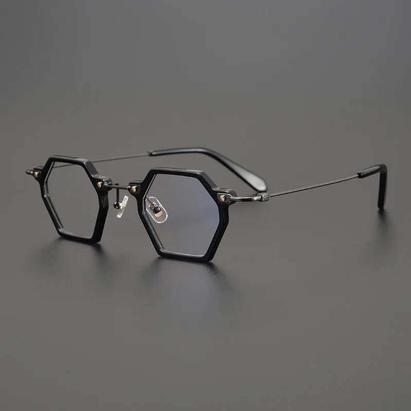 Gatenac Unisex Full Rim Polygonal Square Titanium Acetate Frame Eyeglasses Gxyj754