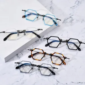 Gatenac Unisex Full Rim Polygonal Square Titanium Acetate Frame Eyeglasses Gxyj754