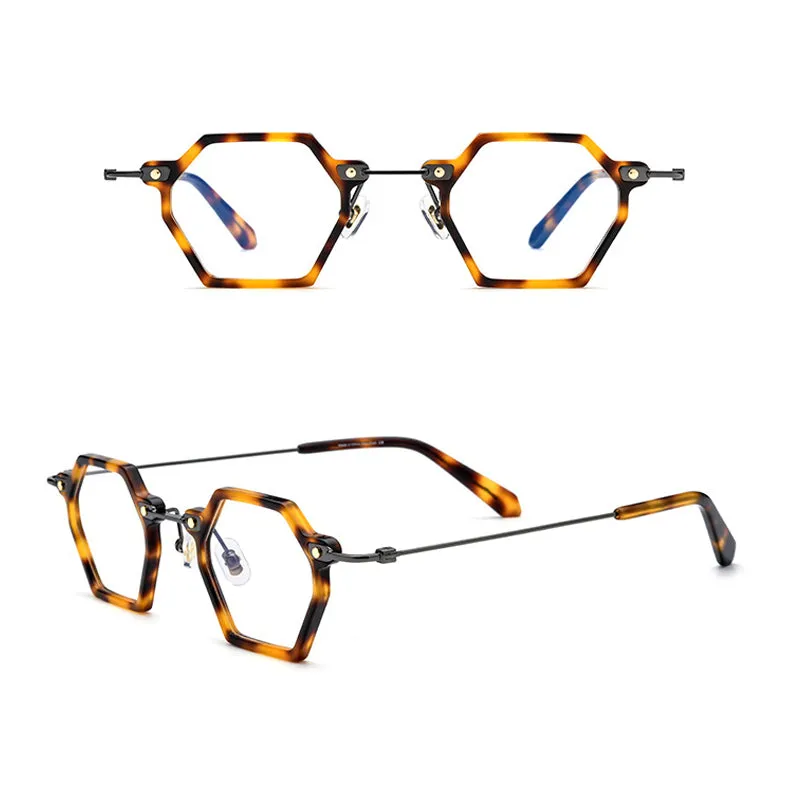 Gatenac Unisex Full Rim Polygonal Square Titanium Acetate Frame Eyeglasses Gxyj754