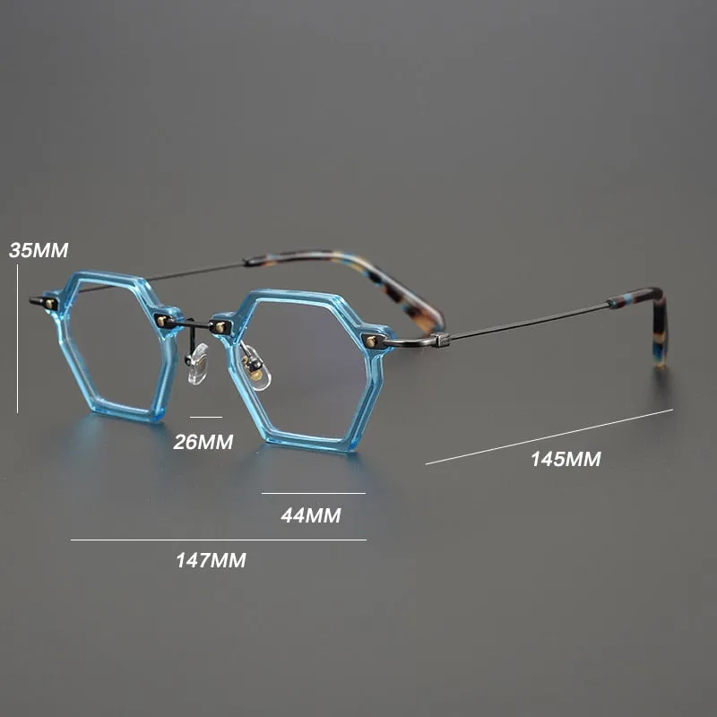 Gatenac Unisex Full Rim Polygonal Square Titanium Acetate Frame Eyeglasses Gxyj754