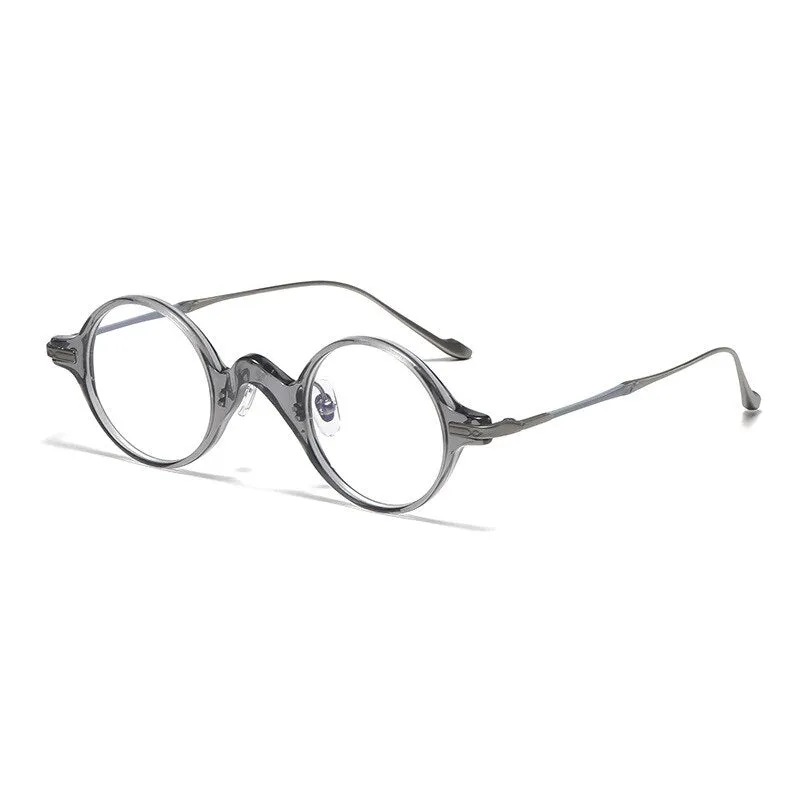 Gatenac Unisex Full Rim Round Acetate Titanium Eyeglasses Gxyj1041