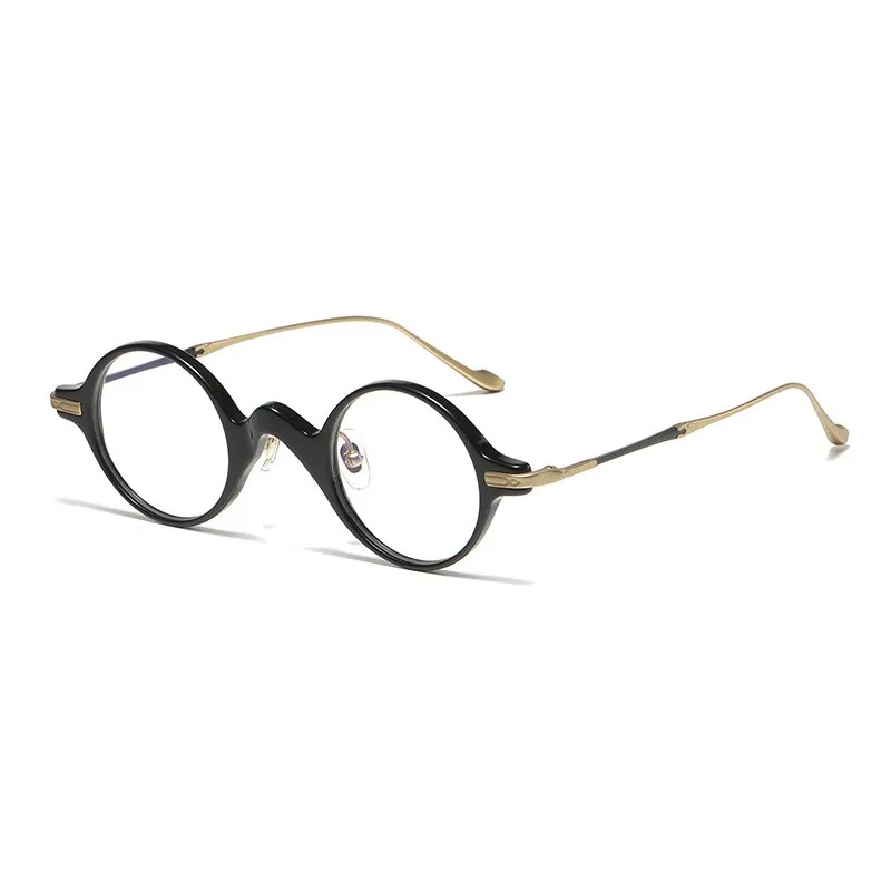 Gatenac Unisex Full Rim Round Acetate Titanium Eyeglasses Gxyj1041