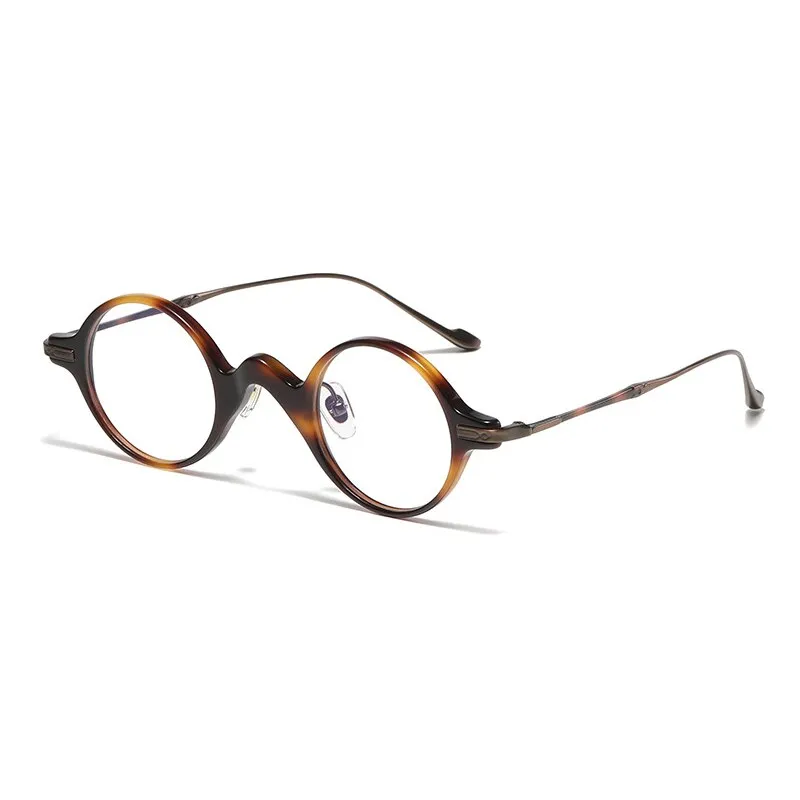 Gatenac Unisex Full Rim Round Acetate Titanium Eyeglasses Gxyj1041