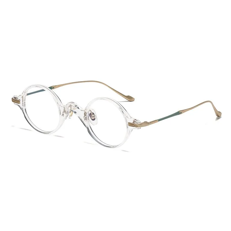 Gatenac Unisex Full Rim Round Acetate Titanium Eyeglasses Gxyj1041