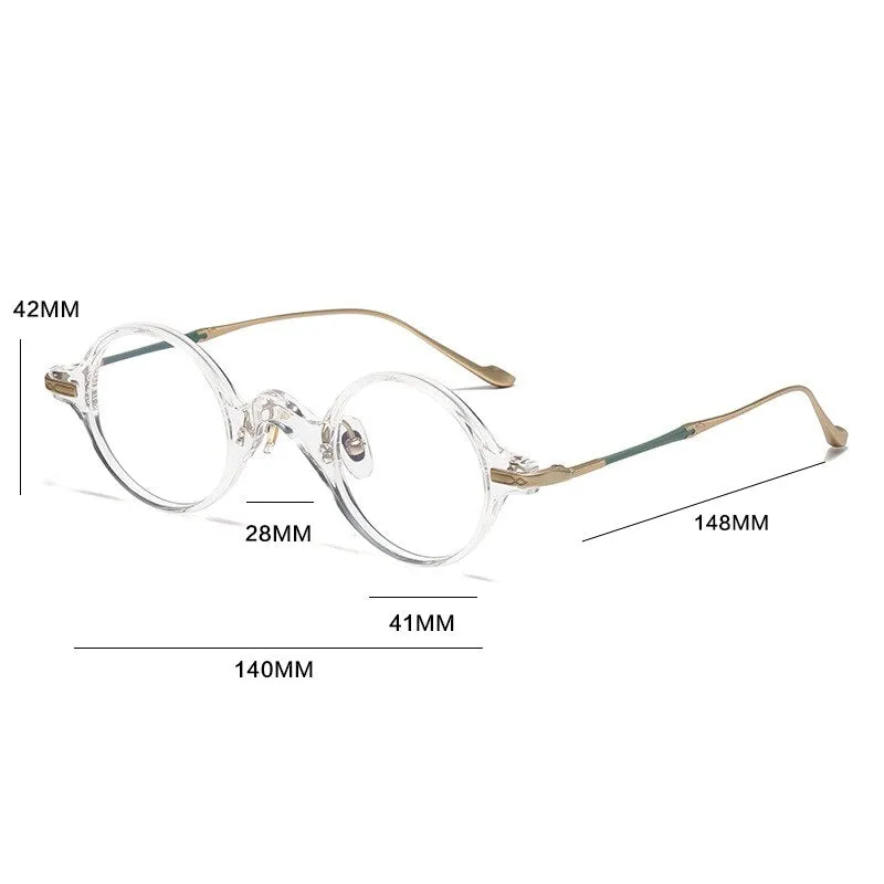 Gatenac Unisex Full Rim Round Acetate Titanium Eyeglasses Gxyj1041