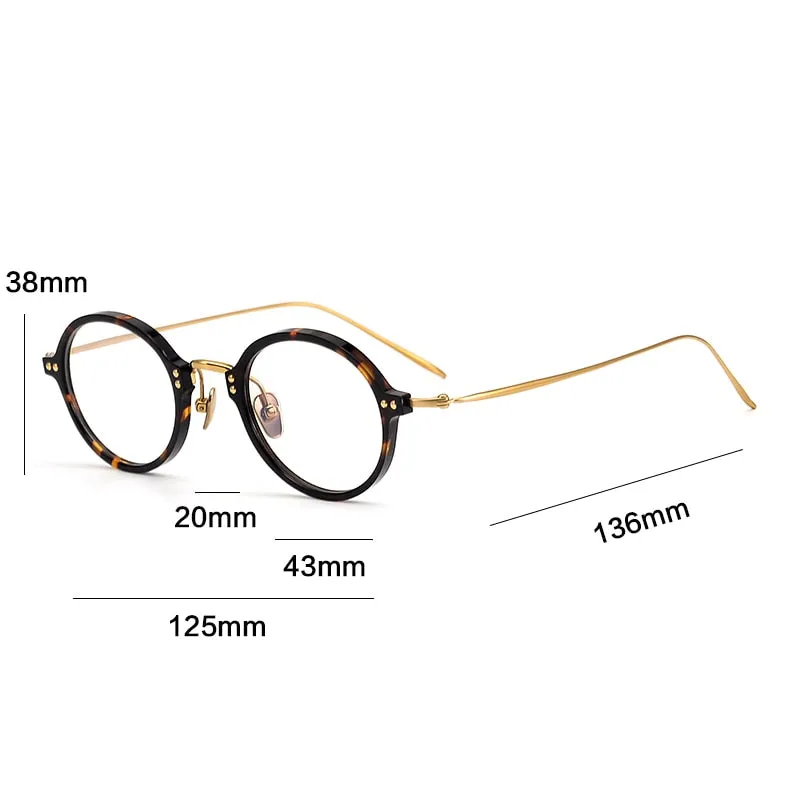 Gatenac Unisex Full Rim Round Acetate Titanium Frame Eyeglasses Gxyj329