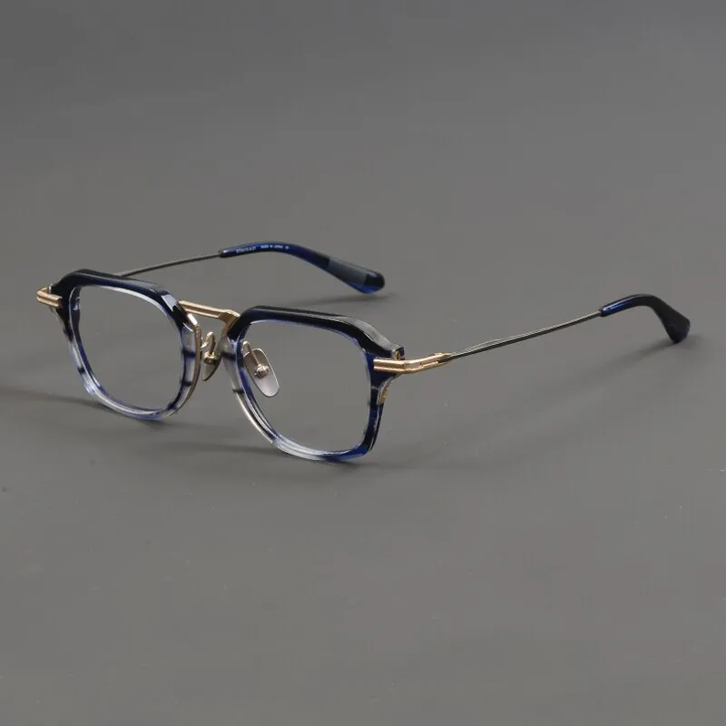 Gatenac Unisex Full Rim Round Square Acetate Titanium Eyeglasses Gxyj894