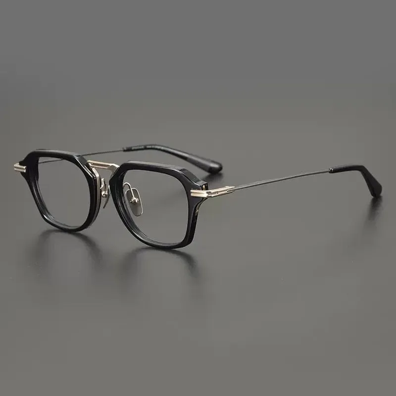 Gatenac Unisex Full Rim Round Square Acetate Titanium Eyeglasses Gxyj894