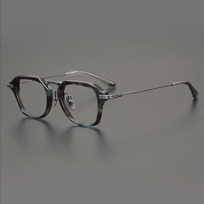 Gatenac Unisex Full Rim Round Square Acetate Titanium Eyeglasses Gxyj894