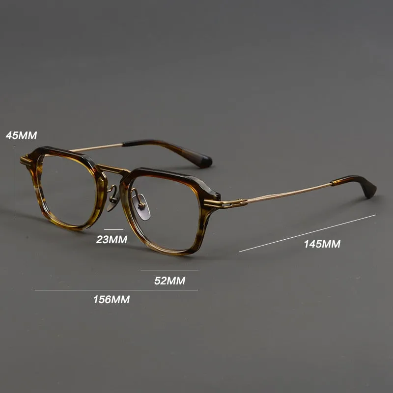 Gatenac Unisex Full Rim Round Square Acetate Titanium Eyeglasses Gxyj894
