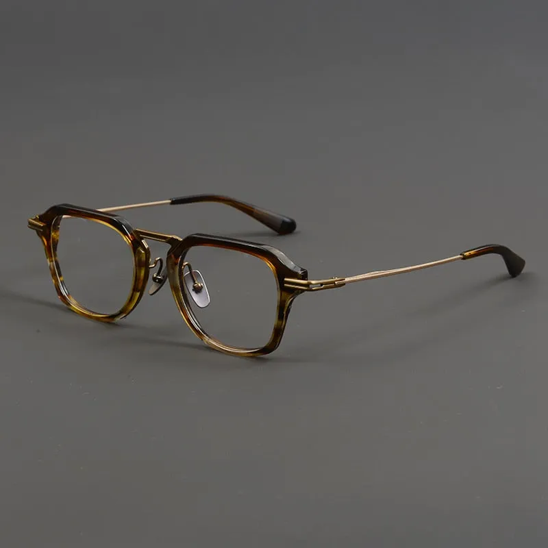 Gatenac Unisex Full Rim Round Square Acetate Titanium Eyeglasses Gxyj894