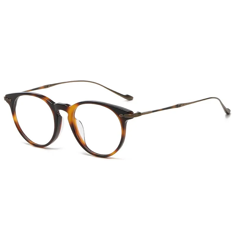 Gatenac Unisex Full Rim Round Square Acetate Titanium Eyeglasses Gxyj994