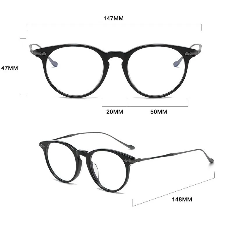 Gatenac Unisex Full Rim Round Square Acetate Titanium Eyeglasses Gxyj994