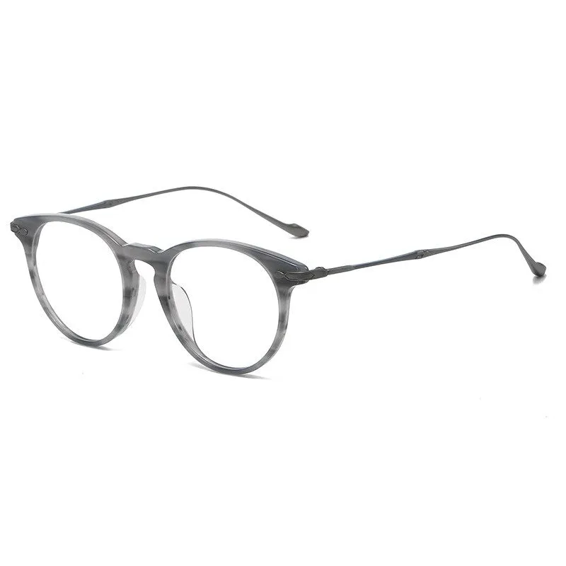 Gatenac Unisex Full Rim Round Square Acetate Titanium Eyeglasses Gxyj994
