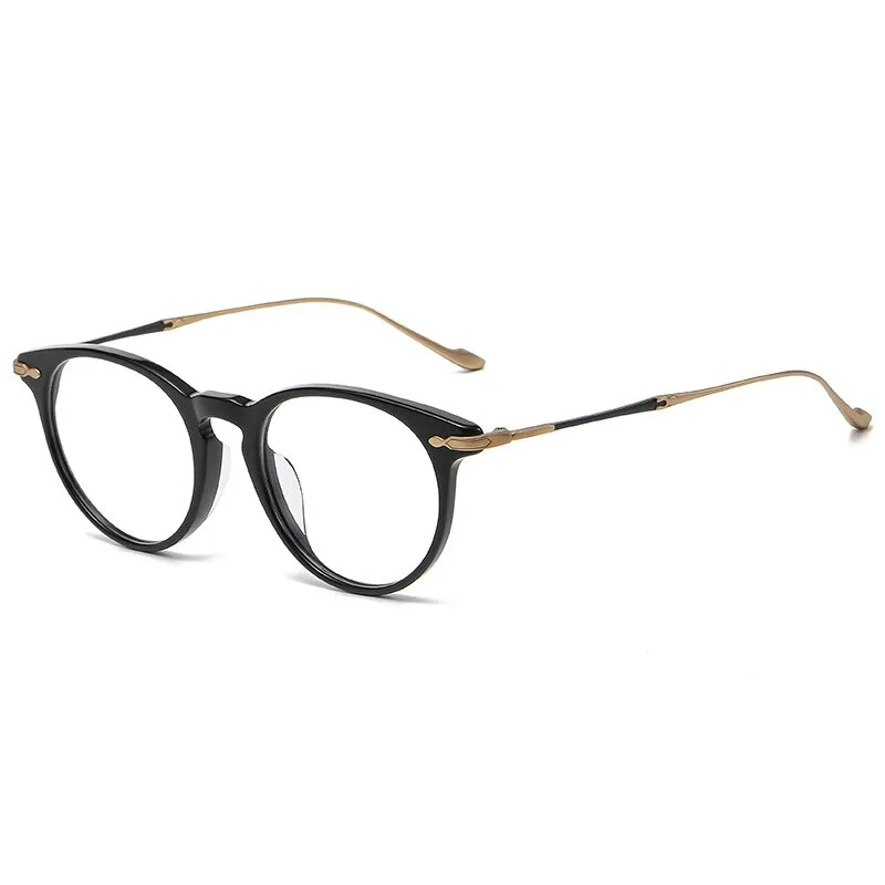 Gatenac Unisex Full Rim Round Square Acetate Titanium Eyeglasses Gxyj994